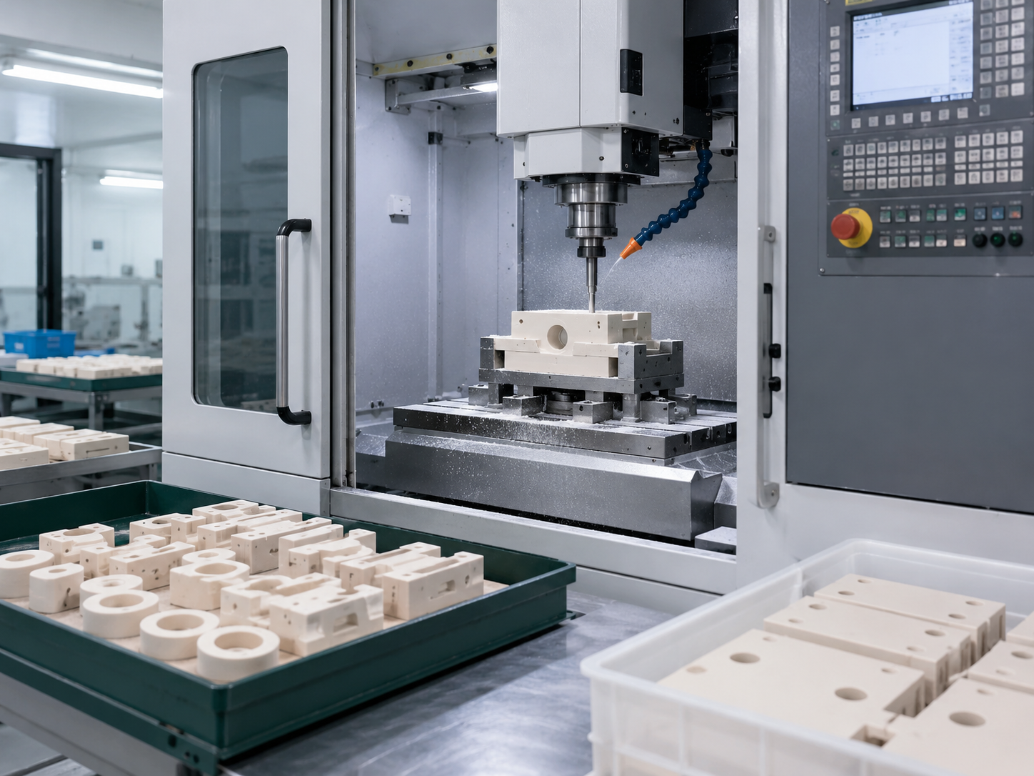 Green Machining Used for Rough Structural Features of the Ceramic Parts